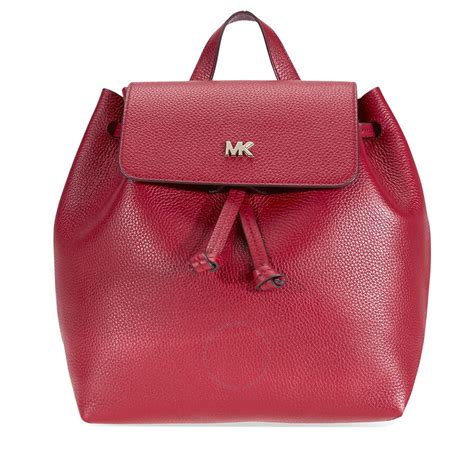 michael kors junie medium pebbled leather backpack - maroon|Junie Medium Pebbled Leather Backpack .